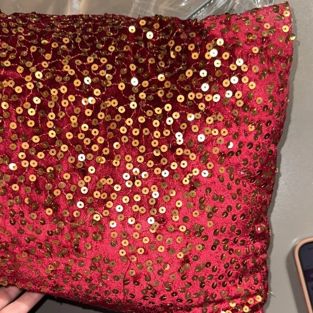 Red Sequin Decorative Pillow